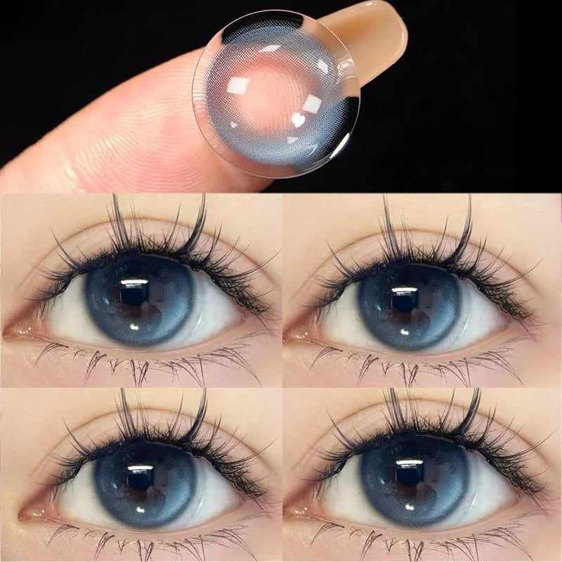 1Pair Blue Eye Lenses Contact Lenses for Eyes Color with Diopters Myopia 0 to -8.00 Degree High Quality Korean Lenses