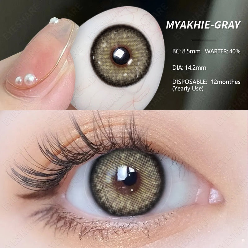 1 Pair Natural Color Contact Lenses for Eyes Beauty Pupils Gray Lenses Eye OMG 14.0mm Yearly Use Brown Contact Lenses