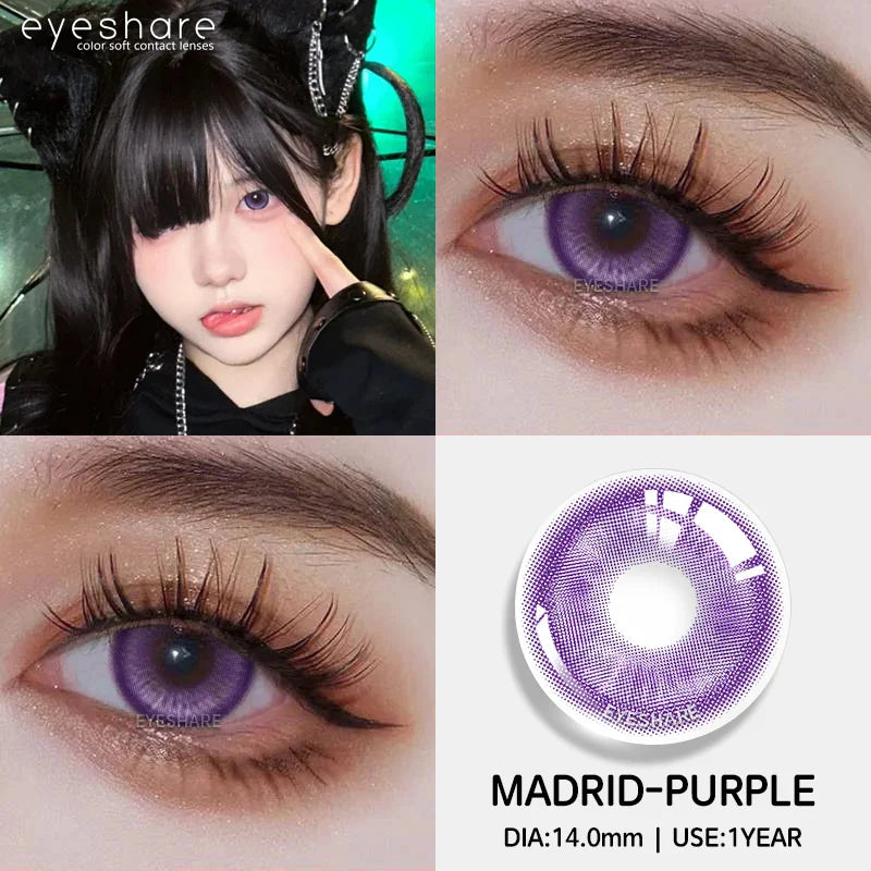 1pair/2pcs Colored Contact Lenses for Eyes Pink Contacts Purple Lenses Cosplay Contact Lenses Yearly Fashion Eye Lenses