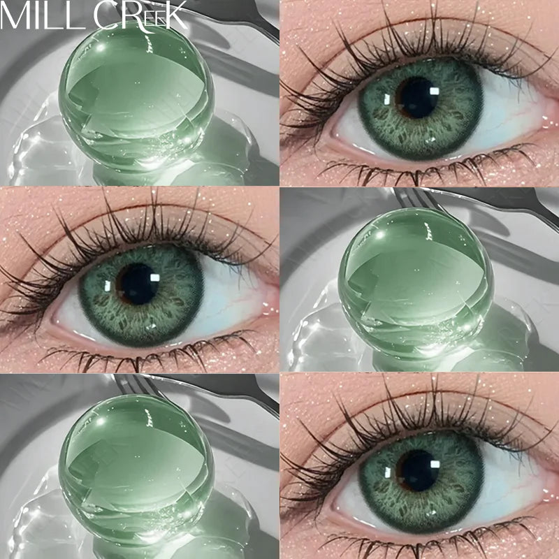 Hot Sale 1 Pair Colored Contact Lenses Natural with Prescription Green Lens Soft Brown Beauty Pupils Makeup Contacts