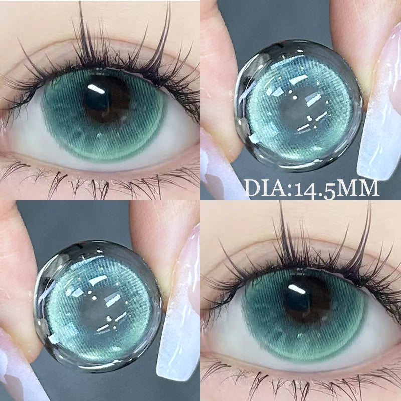 1 pair Color Contact Lenses with diopters Green Myopia Beauty Lens Cosmetic Color Pupils Contact Lenses Free Shipping