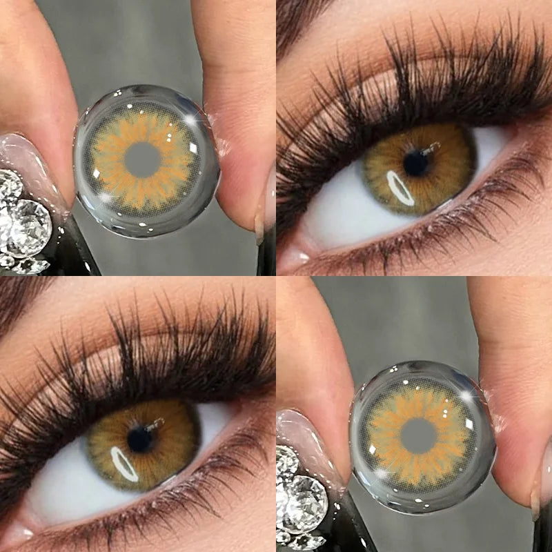 1 Pair Colorful Contact Lenses for Eyes Gold Eye Anime Cosplay Lenses With Prescription Myopia Lenses Green Iris Lens