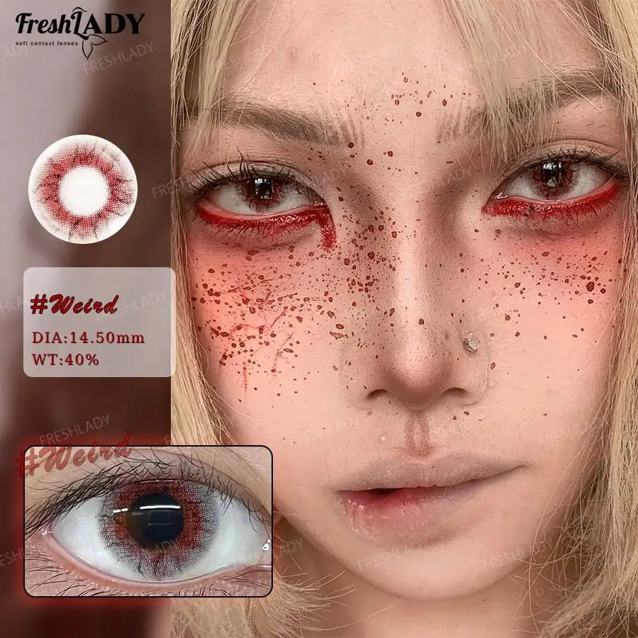 1 Pair Cosplay Color Contact Lenses Crazy Red Anime Contact Lenses For Halloween Role Play Party Cosmetic Holidays