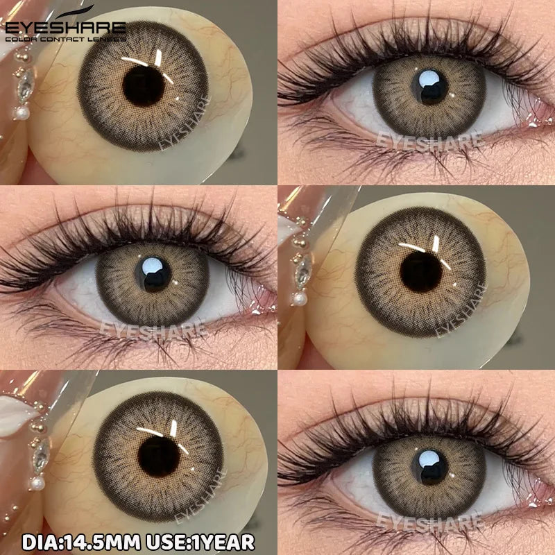 1pair/2pcs Blue Contact Lenses Color Contacts for Eyes Brown Eye Lenses Gray Lenses Yearly Cosmetic Makeup Eye Contacts