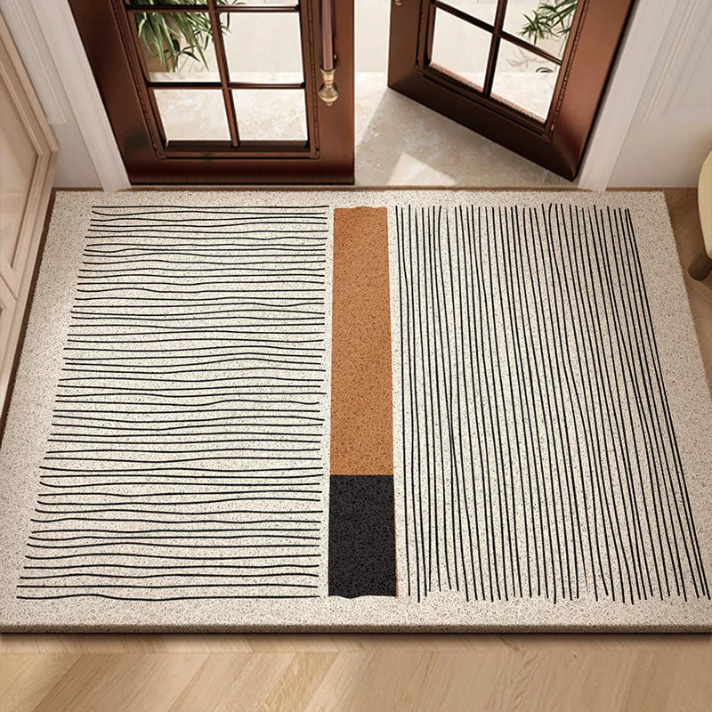 Modern Geometric Wire Loop Door Mat Water Absorbent Dirt Trapper Non-slip Rug for Home Entrance & Hallway