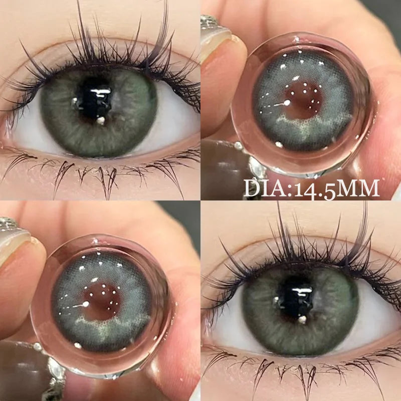 1 pair Color Contact Lenses with diopters Green Myopia Beauty Lens Cosmetic Color Pupils Contact Lenses Free Shipping