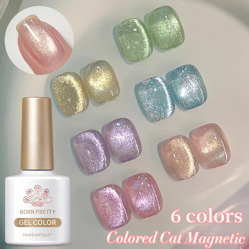 Pink Light Flow Cat Magnetic Gel Nail Polish 10ml Holographics Shining Line Magnetic Long Lasting DIY Salon Varinsh