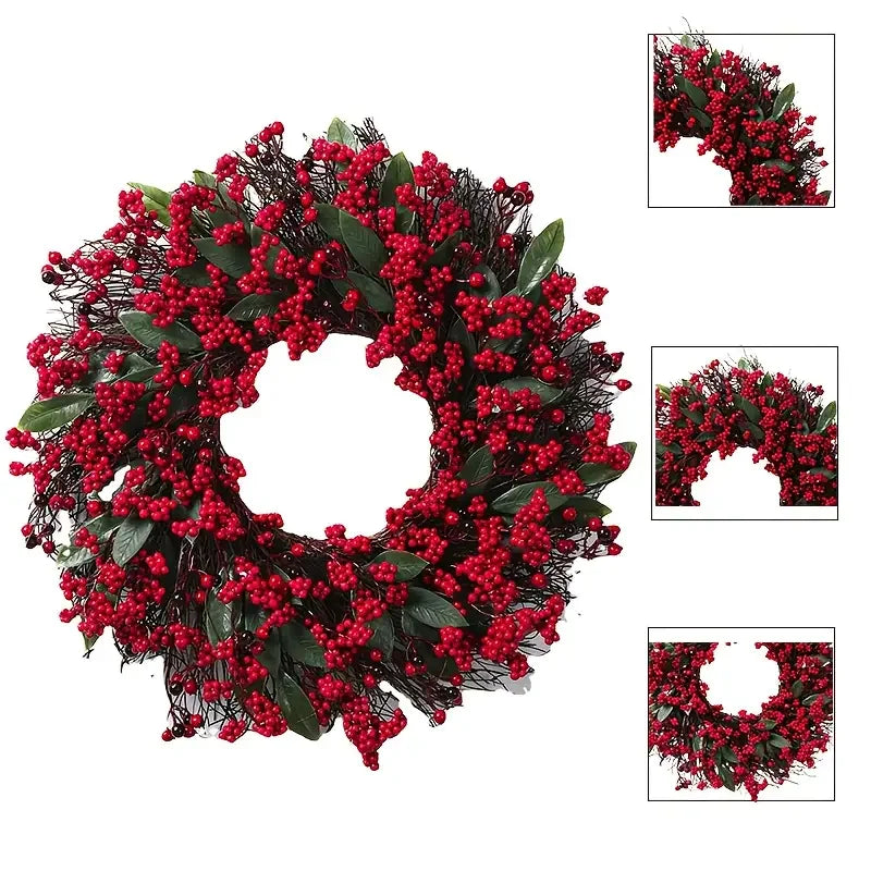 Luxurious Artificial Christmas Wreath  All-Weather Indoor/Outdoor Door,Tabletop Decoration-Plastic Holiday Wreath for Xmas Tree