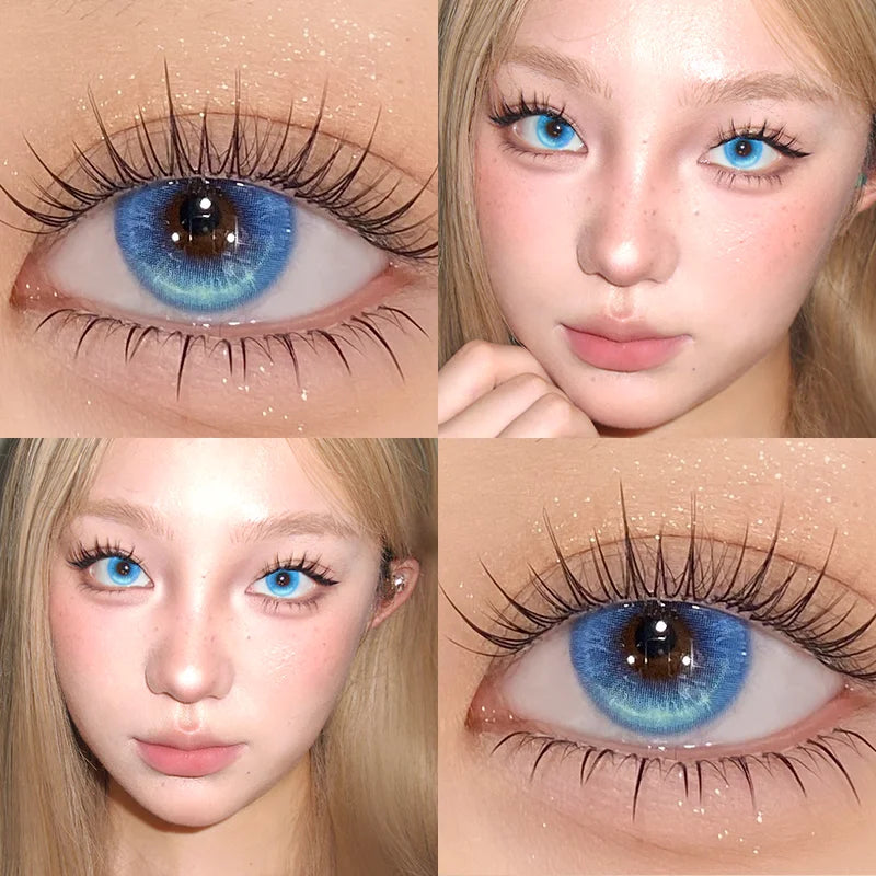 NEW Brown Eye Lens 1 Pair Beauty Purple Contact Lenses for Eyes Myopia 0~-8.00 Degree Natural Blue Fashion Soft Lens