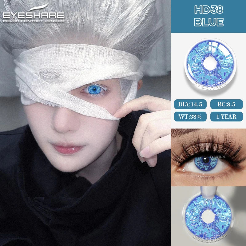 2pcs Cosplay Anime Eyes Lenses for Eyes Makeup  Halloween Beauty Contact Lenses Eye Cosmetic Blue Color Lens Eyes