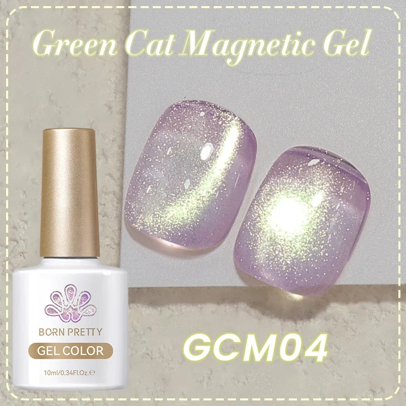 BORN PRETTY 10ml Black Glass Cat Magnetic Gel Nail Polish Ultra Shine Gold Silver Glitter Soak Off UV LED Gel Nail Art Varnish