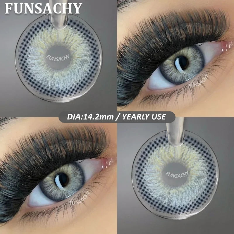 1 Pair New Colored Contact Lenses for Eyes Brown Graduated Fashion Gray Eyes Lenses Yearly Beauty Makeup Lens Women