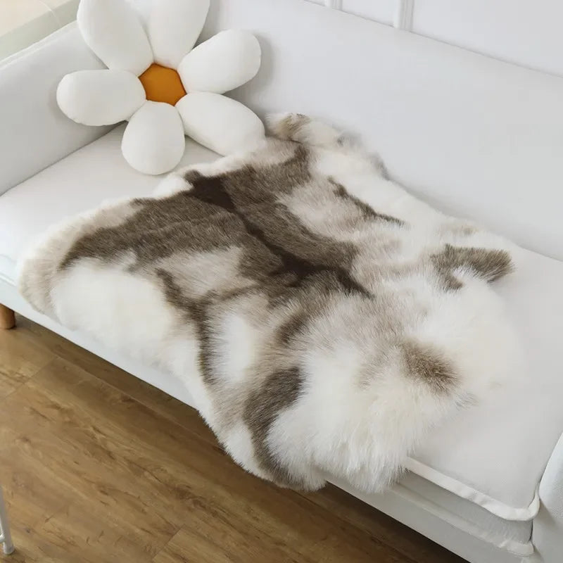 90x110cm Artificial Animal Fur Carpet Reindeer Blanket Luxury Fur Bedroom Bedside Carpet Living Room Sofa Chair Cushion Decor