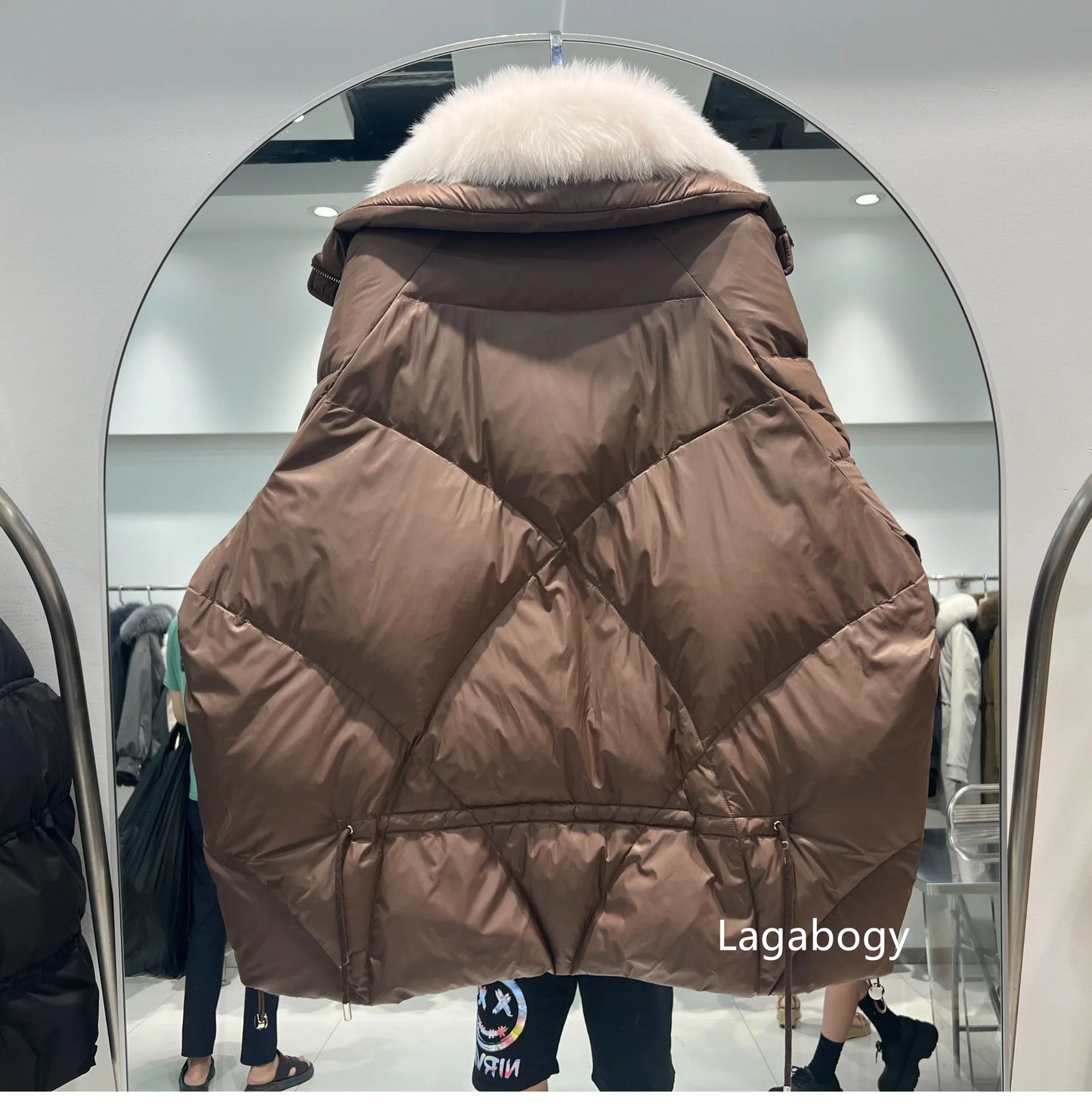 Fashion Fox Fur Winter Women Goose Down Jacket Coats