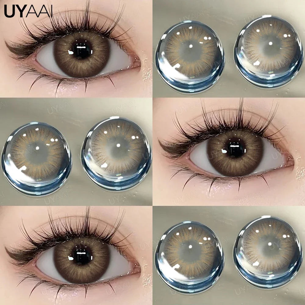 New Brown Colored Contact Lenses Natural Look Green Eye Lenses Gray Contact Women Gray Lenses 2Pcs