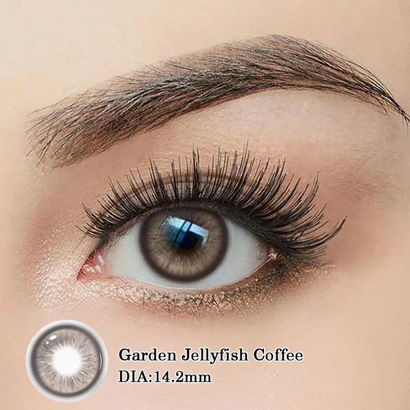 1pair New Colored Contact Lenses with Degree Blue Fashion Green Iris Series Lenses Yearly urban Gray  Make Up Yearly