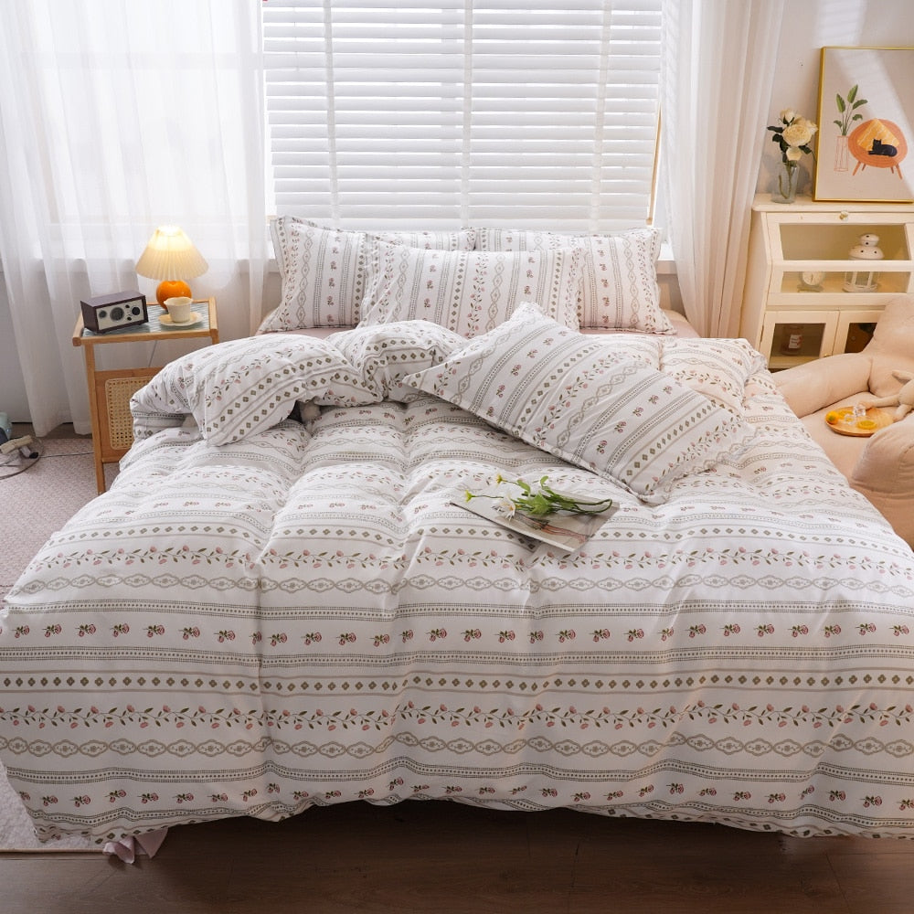 Nordic bedding set double bed set 4 pieces blanket cover duvet cover set pillowcases linen sheet king size 150 90