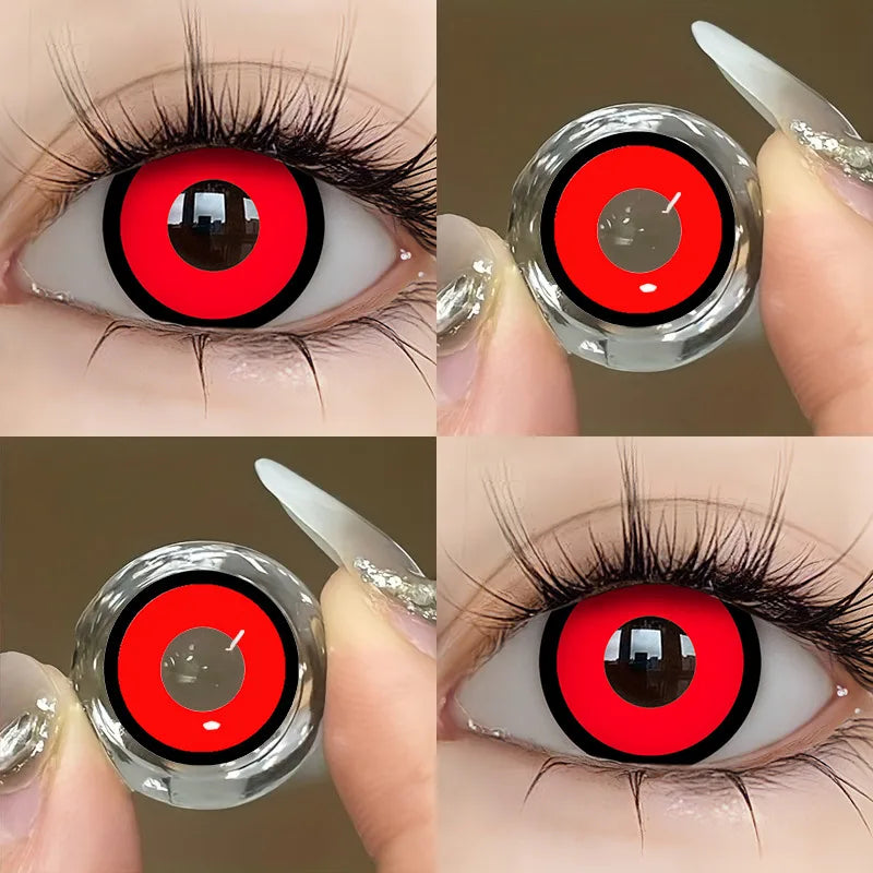 Eye Eyes Color Contacts Colored Contact Lenses Lens Small Pupil Beauty Halloween Cosplay Anime Pink Blind 2Pcs 1 Year