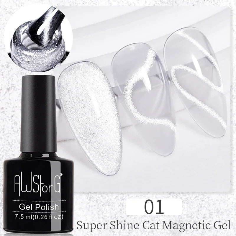 7.5ml Golden Gradient Cat Eye Nail Polish Gel Phototherapeutic Gel Soak Off Nail Magnetic Gel Polish Nail Art DlY