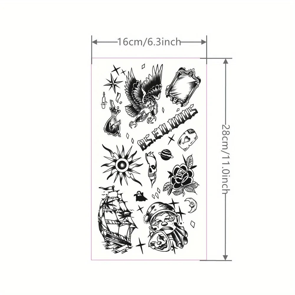 Magic Tattoo Splicing Pattern with Large Flower Arm Eagle Waterproof Temporary Tattoo Sticker Lasts To 15 Days Eagle Tattoo