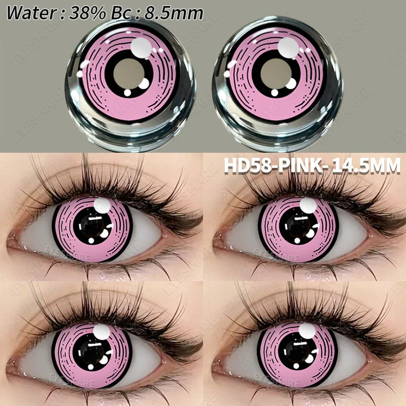 Colored Contact Lenses 2pcs Purple Contact Lenses Anime Cosplay Contact Eye Lenses Halloween Beauty Makeup Color Lens