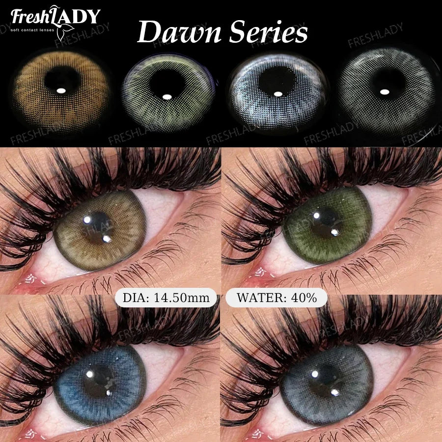 1 Pair Dawn Series Colored Contact Lenses Natural Green Pupils Eyes Contact lenses Big Eyes Soft Contacts 14.50mm