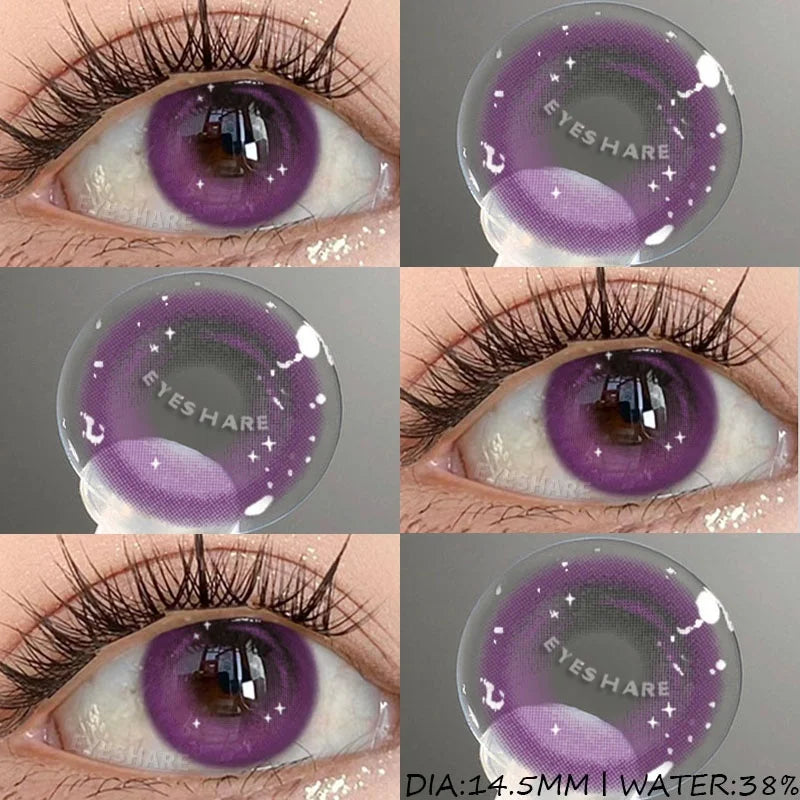 1 Pair Cosplay Contact Lenses for Eyes Colored Fashion Pink Contacts Lens Purple Cosmetic Pupil Yearly Contact Lenses