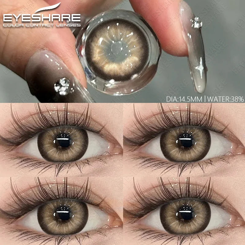 1pair Fashion Color Contact Lenses for Eyes Natural Brown Eyes Contacts Lenses Colorful Makeup Gray Eyes Lenses Yearly