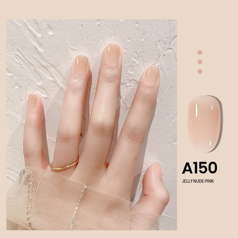 Transparent Nude Jelly Gel Nail Polish Semi Permanent 7.3ml Top Coat Soak Off UV LED Varnish Nail Art Design Base Gel