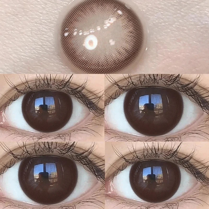 2pcs Yearly Contacts Lences Myopia Beautiful Big Black Eye Colored Contact Lenses Color With Prescription Myopic Lens