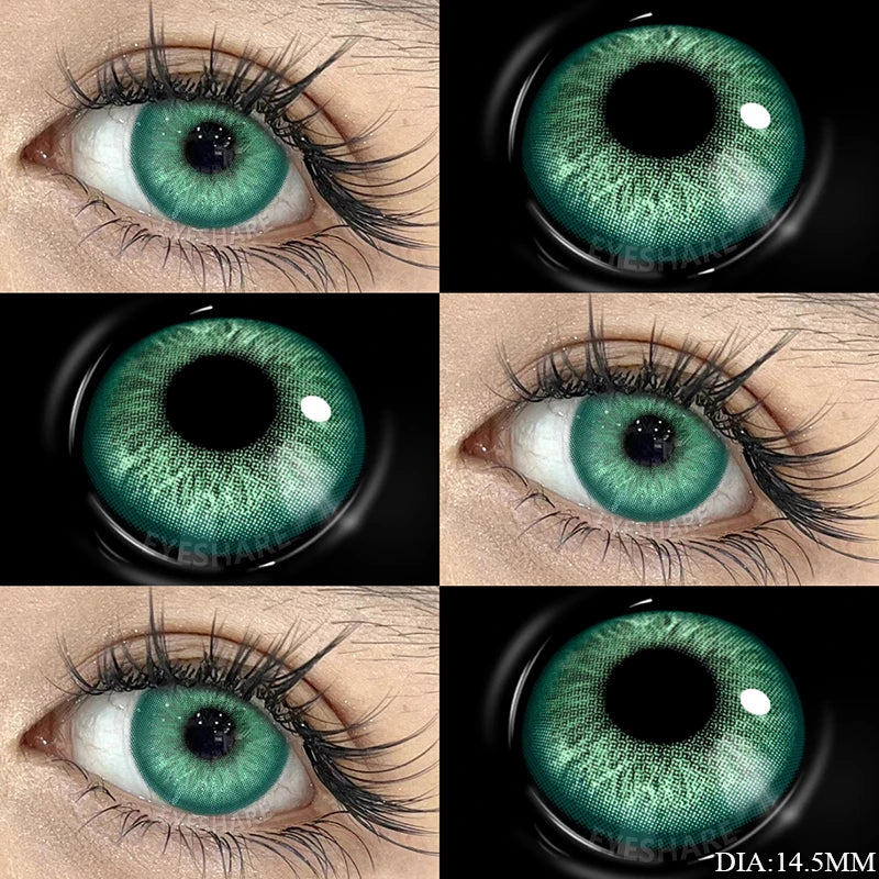 1 Pair Green Contact Lenses for Eyes Beauty Pupils Lenses Eye 14.2mm Yearly Use Fashion Blue Colored Contacts Lenses Green