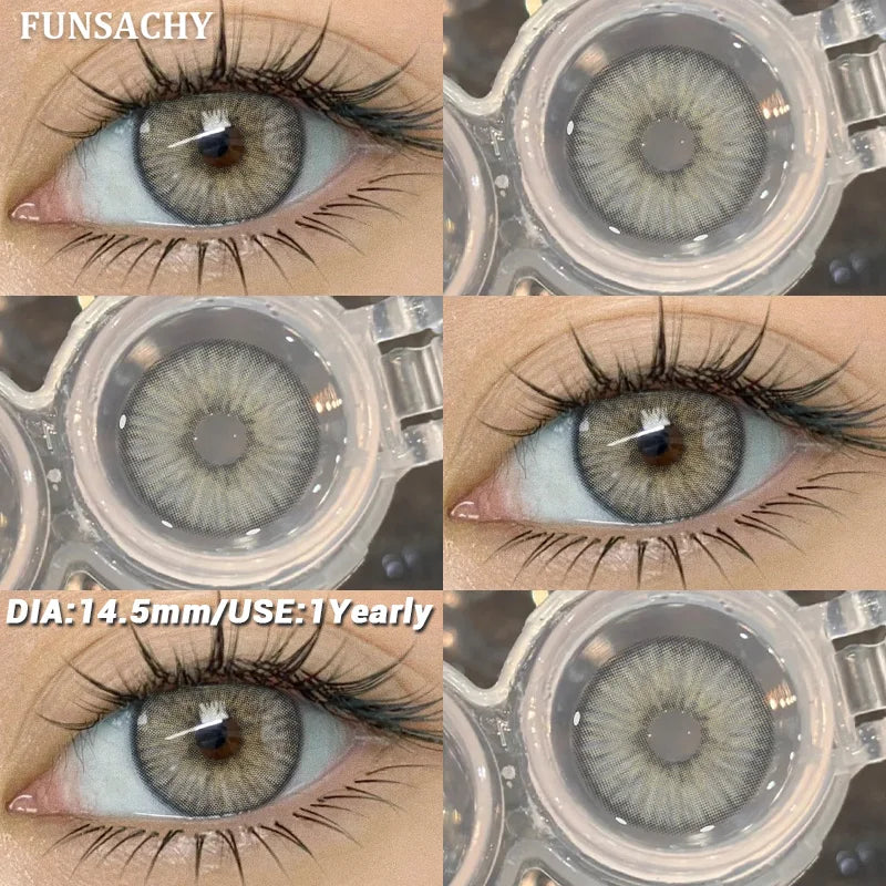 1 Pair Colored Contact Lenses BROWN Natural Eye Contacts Super Natural Lens Gray Color Lens Beautiful Pupils Cosmetics