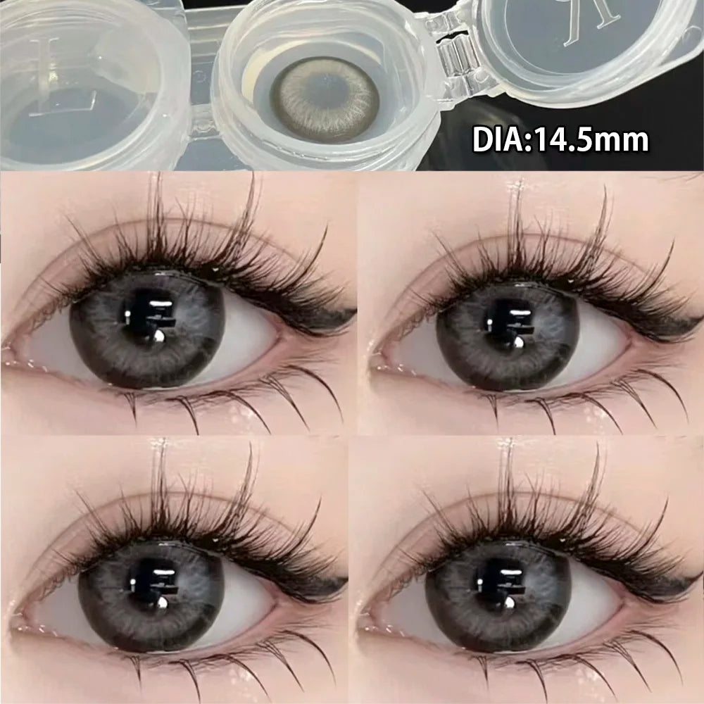 2pcs Contact Lenses With Degree Prescription Colored Pupils for Natural Effect Eyes Black Lenses Yearly Fast Shipping