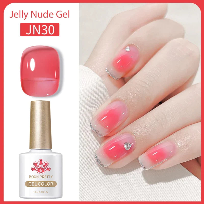 Transparen Gel Nail Polish Pink Jelly Nude Semi Transparent French Nail Camouflage UV Gel Varnish Soak Off Nail Art