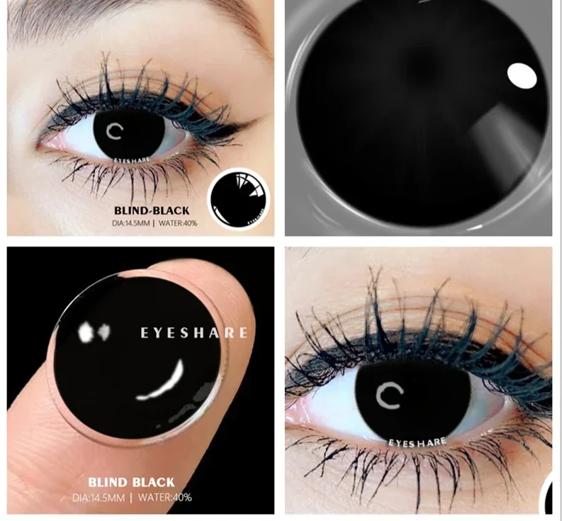 1pair Halloween Contacts Lenses Color Contact Lenses for Eyes Yearly Anime Cosplay Contacts White Lenses Black Lenses