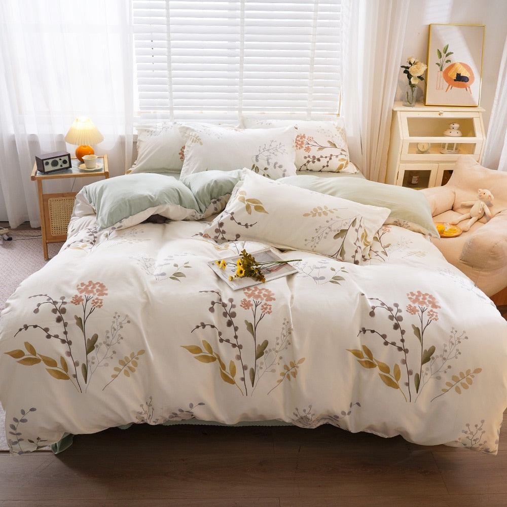 Nordic bedding set double bed set 4 pieces blanket cover duvet cover set pillowcases linen sheet king size 150 90