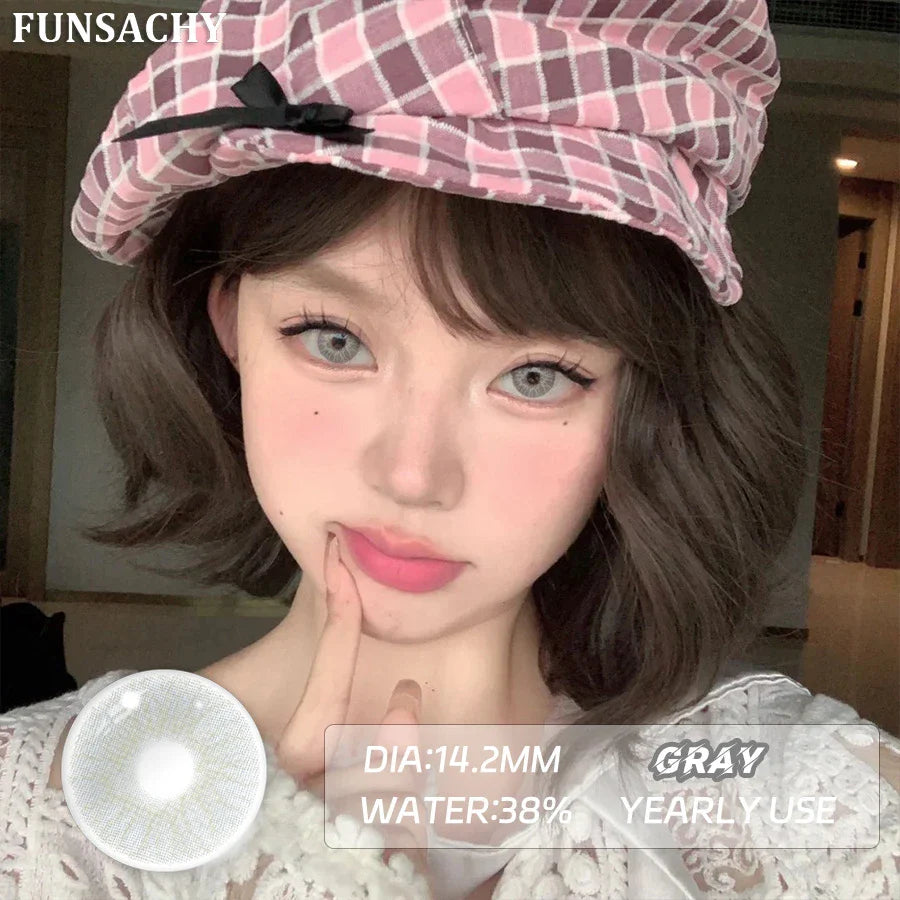 1pair Colorcon Contact Lenses Green Color Lens Natural Brown Eye Contacts Gray Pupils Beautiful Cosmetic Yearly Lenses