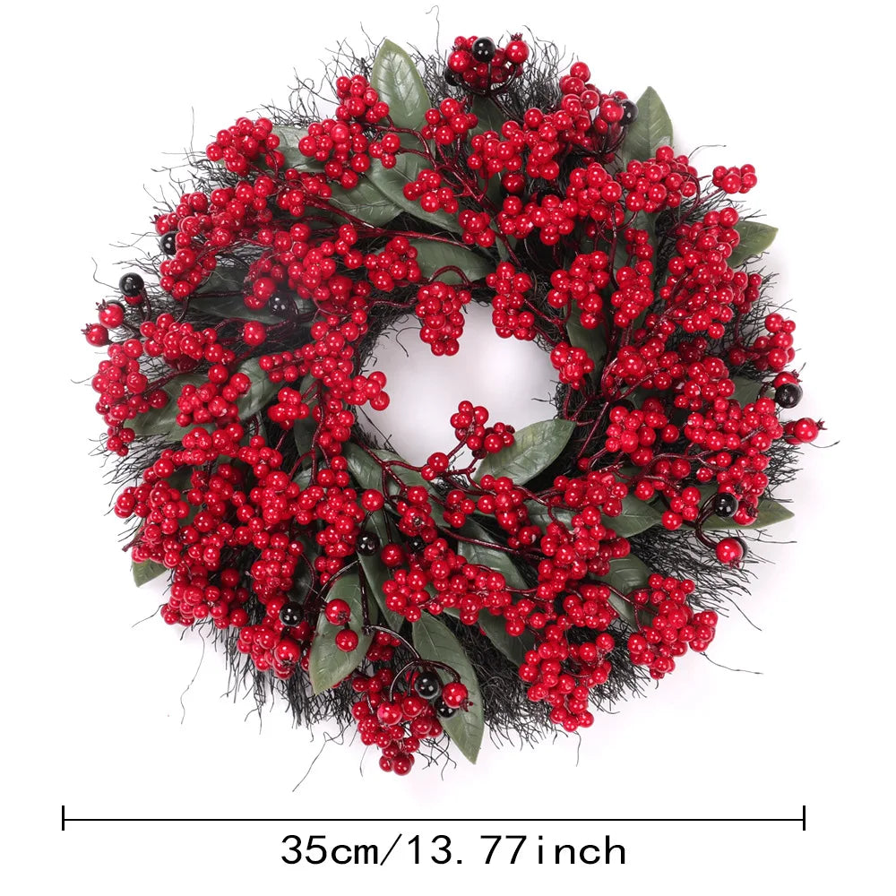 Luxurious Artificial Christmas Wreath  All-Weather Indoor/Outdoor Door,Tabletop Decoration-Plastic Holiday Wreath for Xmas Tree