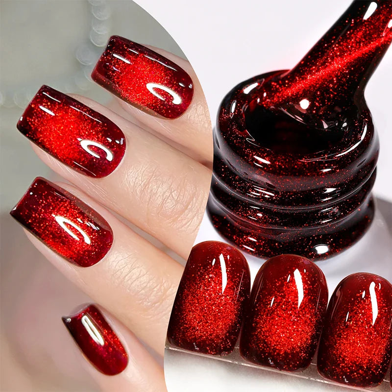 10ml Only Green Glass Bead Cat Magnetic Gel Nail Polish Guava Soda Grape Iced Crystal Salon Soak Off Gel Manicure