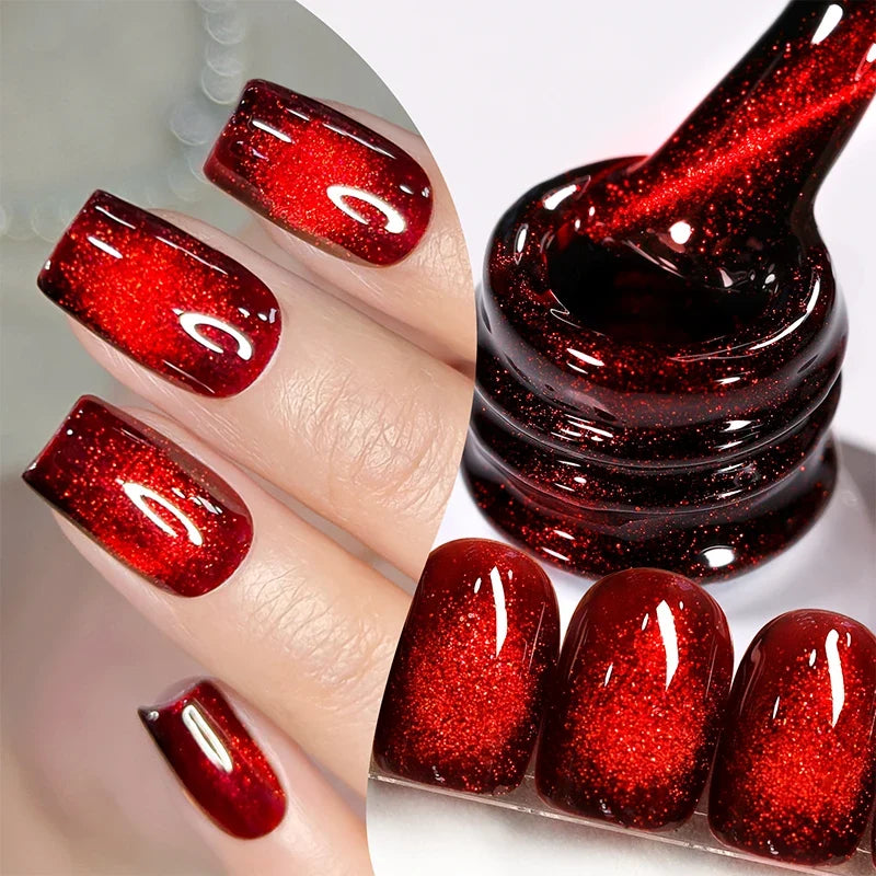10ml Only Green Glass Bead Cat Magnetic Gel Nail Polish Guava Soda Grape Iced Crystal Salon Soak Off Gel Manicure