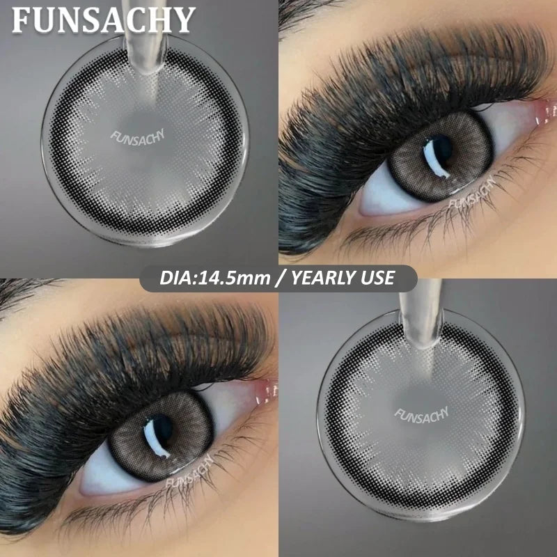 1 Pair New Colored Contact Lenses for Eyes Brown Graduated Fashion Gray Eyes Lenses Yearly Beauty Makeup Lens Women