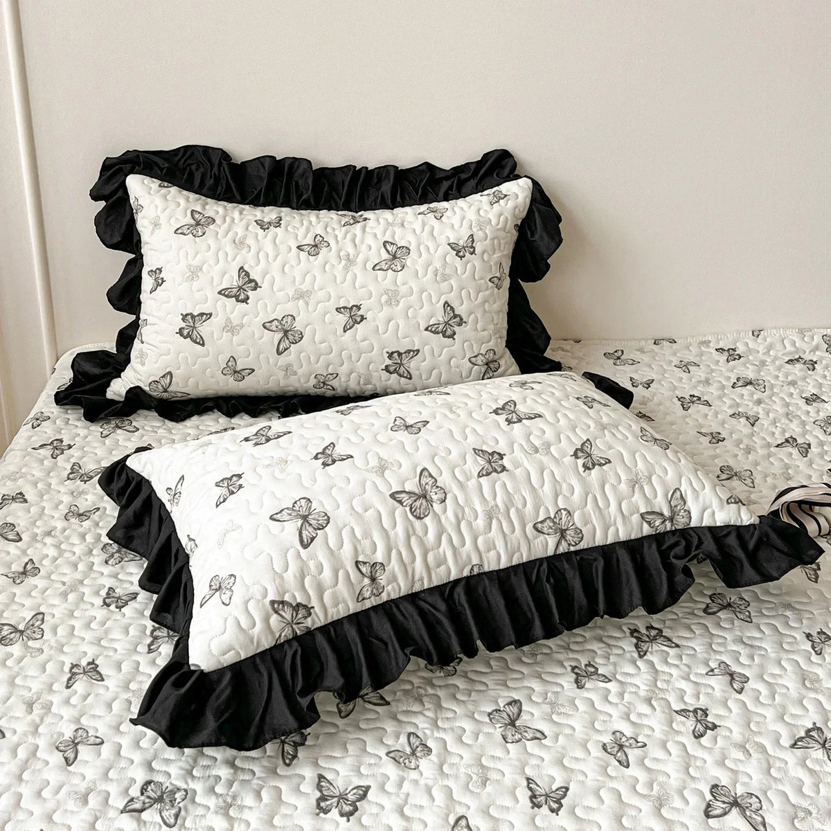 1 Pair Clip Cotton Pillow Cover with Lace 48cmx74cm Girls Use Pillowcases High-end Pillow Core Covers Household Use Bedding