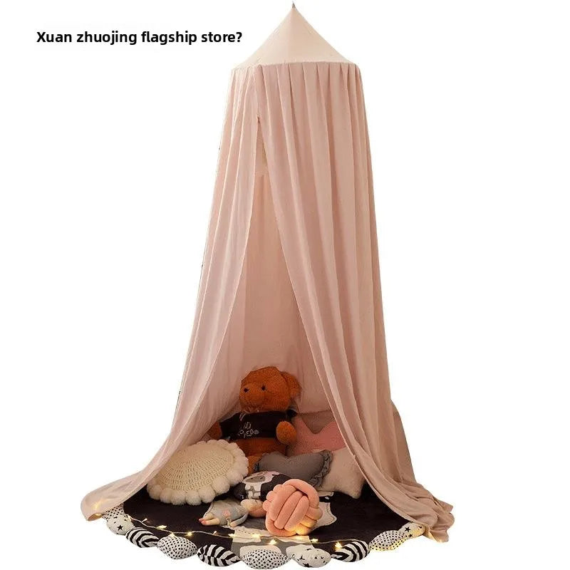 No-Drill round Top Bed Canopy Children's Windproof Baby Bed Light Blocking Mosquito Net Ceiling Mounted Bed Tent Bed Curtain
