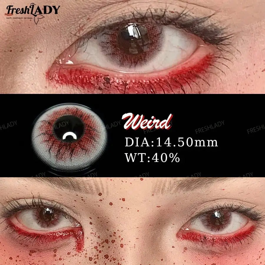 1 Pair Cosplay Color Contact Lenses Crazy Red Anime Contact Lenses For Halloween Role Play Party Cosmetic Holidays