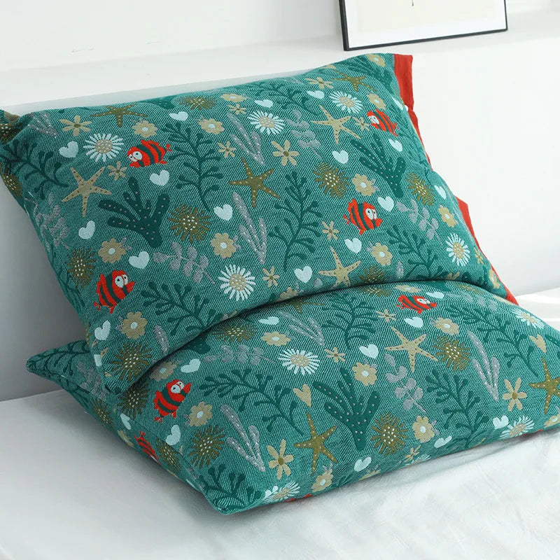 2pcs Cotton Gauze Pillowcase for Bed Skin-friendly Bed Sleep Pillow Cover 52x80cm with Button Pillowslip Large Size Pillow Case