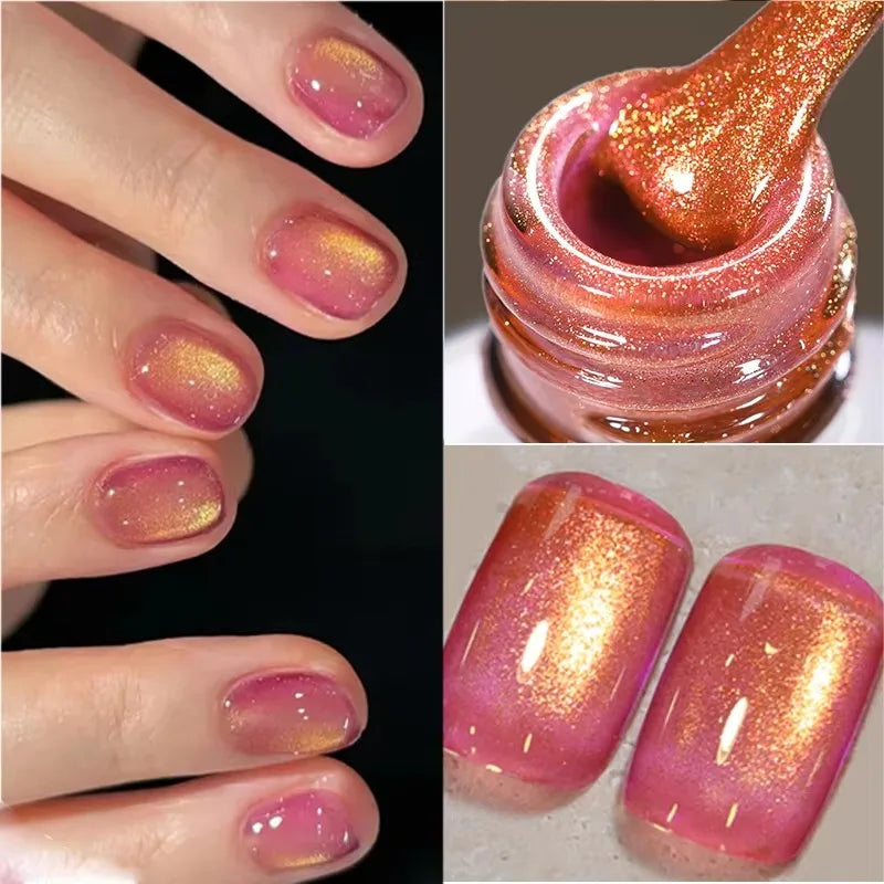 10ml Only Green Glass Bead Cat Magnetic Gel Nail Polish Guava Soda Grape Iced Crystal Salon Soak Off Gel Manicure
