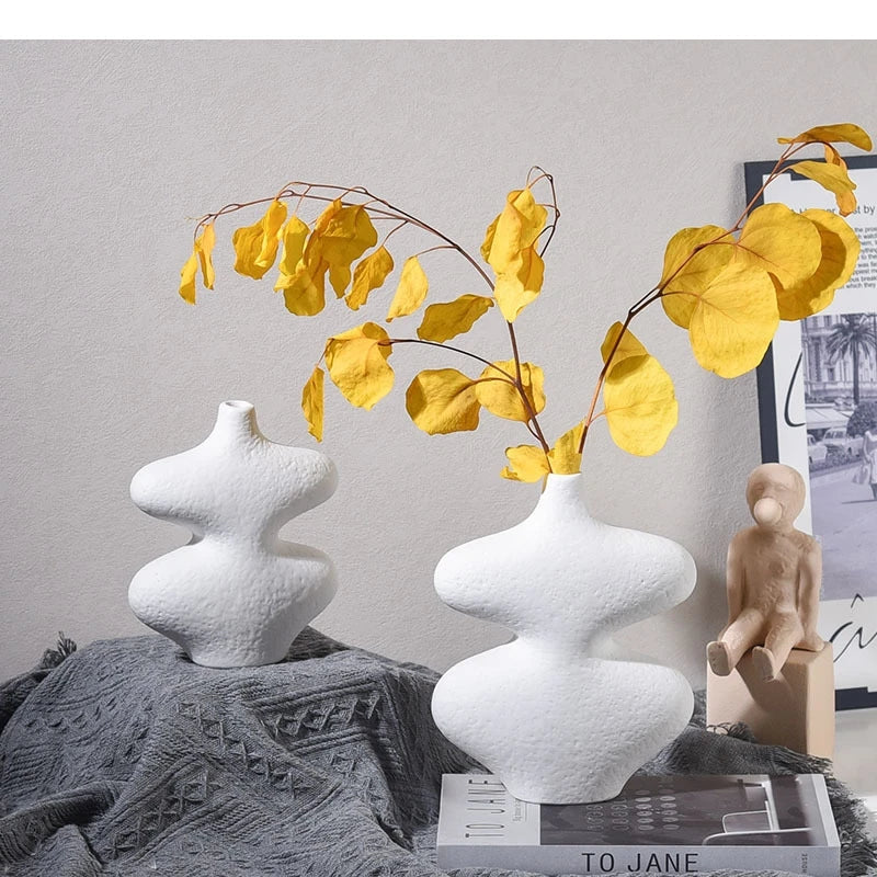 Ceramic Vase Abstract Geometric Crafts Floral Arrangement Accessories Flower Terrarium Pot Home Decoration