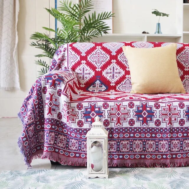 World map Cotton Bohemian Plaids Home Blanket Knitted Dustproof Sofa Cover Blanket Anti-Slip Decorative Blankets For Tea Table