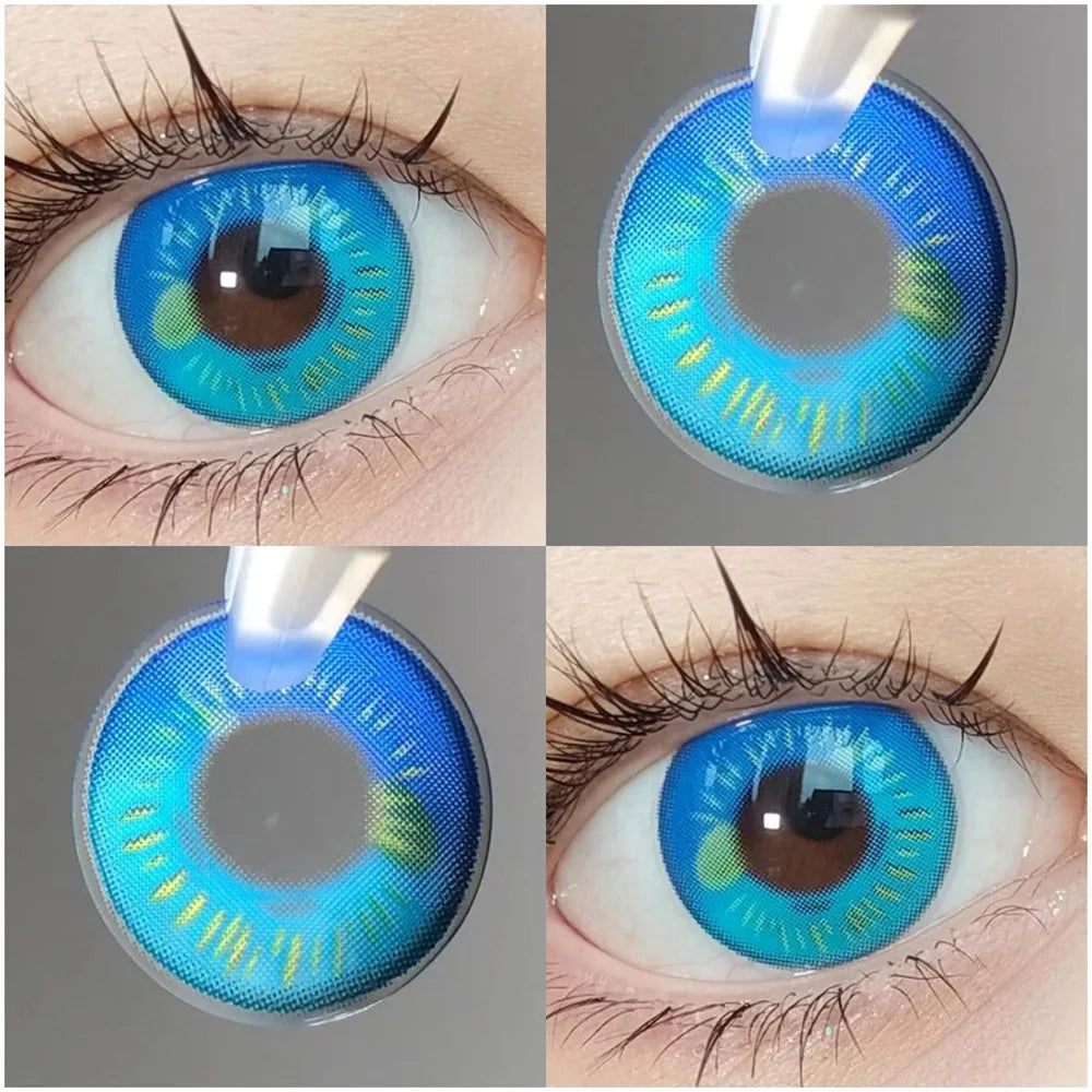 Eye Eyes Color Contacts Colored Contact Lenses Lens Small Pupil Enlarging Cosplay Blue Soft 2Pcs 1 Year Use