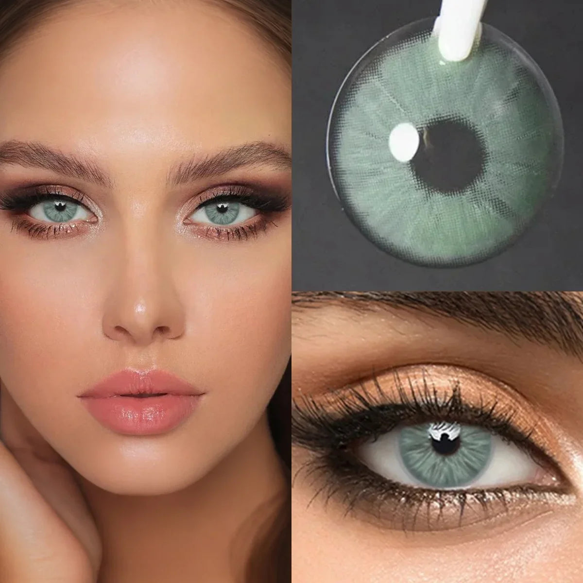 1 Pair Glacier Beauty Contact Lenses, Natural Blue Hazel Small Pupil Soft Lenses, 6-Month Wear for Eye Makeup & Daily